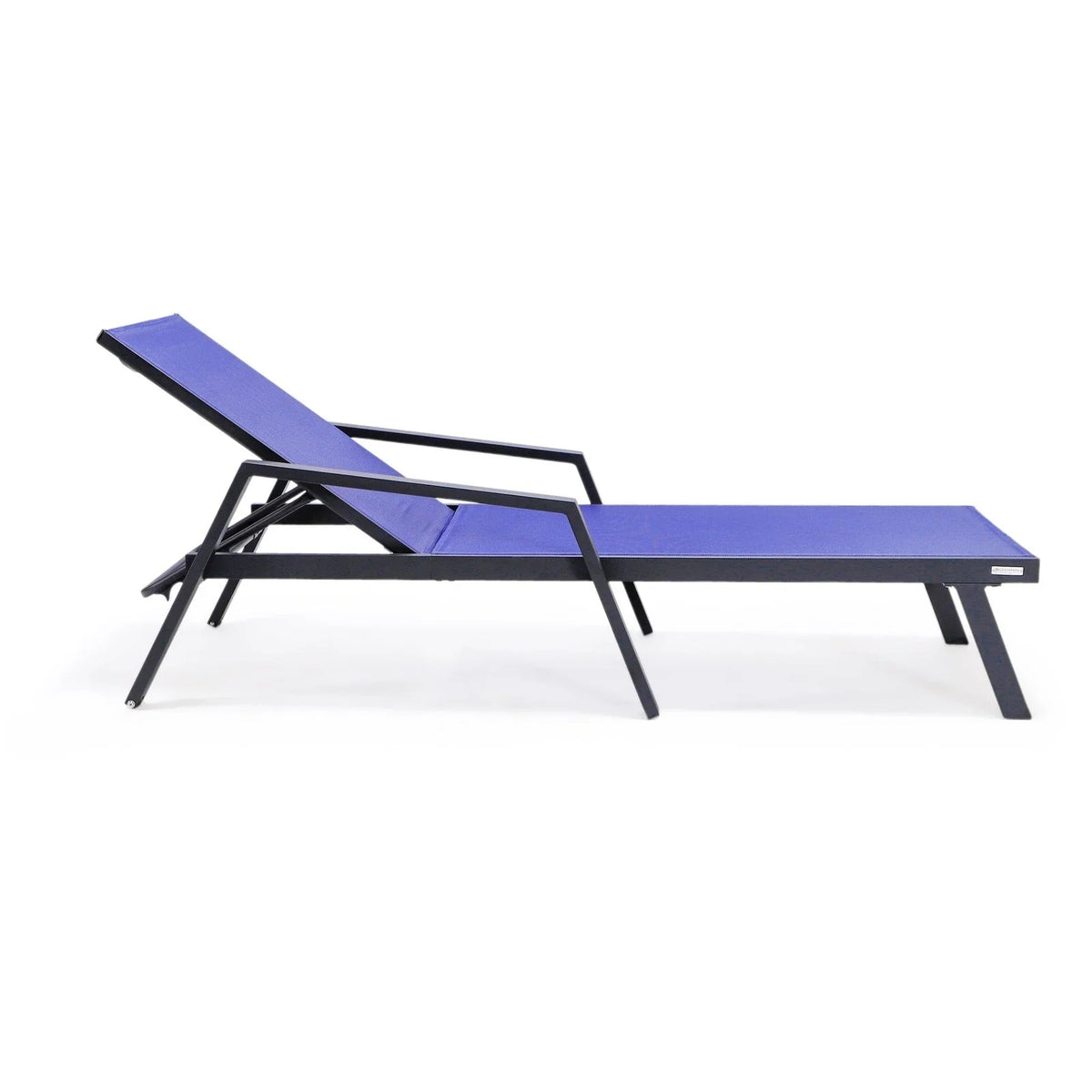 Marlin Patio Chaise Lounge Chair with Armrests in Black Aluminum Frame, Set of 2 - Elax Furniture