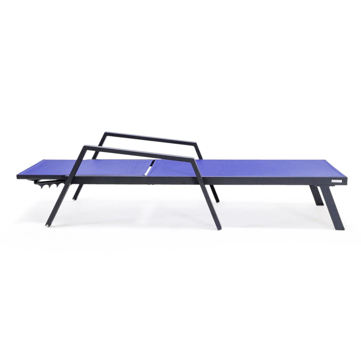 Marlin Patio Chaise Lounge Chair with Armrests in Black Aluminum Frame, Set of 2 - Elax Furniture