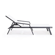 Marlin Patio Chaise Lounge Chair with Armrests in Black Aluminum Frame, Set of 2 - Elax Furniture