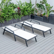 Marlin Patio Chaise Lounge Chair with Armrests in Black Aluminum Frame, Set of 2 - Elax Furniture