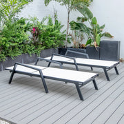 Marlin Patio Chaise Lounge Chair with Armrests in Black Aluminum Frame, Set of 2 - Elax Furniture