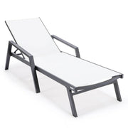 Marlin Patio Chaise Lounge Chair with Armrests in Black Aluminum Frame, Set of 2 - Elax Furniture