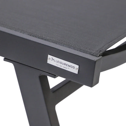 Marlin Modern Black Aluminum Outdoor Chaise Lounge Chair Set of 2 With Arms and Square Fire Pit Side Table for Patio - Elax Furniture