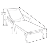 Marlin Modern Black Aluminum Outdoor Chaise Lounge Chair Set of 2 With Arms and Square Fire Pit Side Table for Patio - Elax Furniture