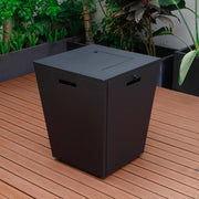 Marlin Modern Black Aluminum Outdoor Chaise Lounge Chair Set of 2 With Arms and Square Fire Pit Side Table for Patio - Elax Furniture