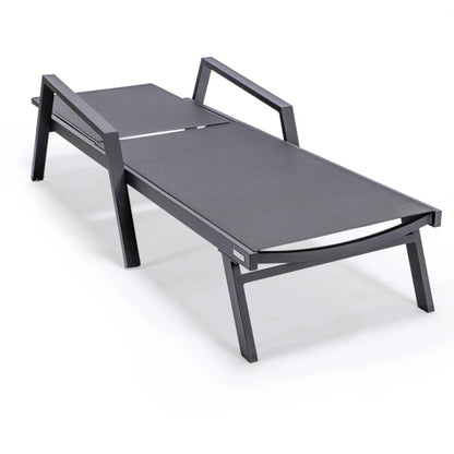 Marlin Aluminum Outdoor Chaise Lounge Chair with a Square Fire Pit Table - Elax Furniture