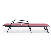 Marlin Modern Black Aluminum Outdoor Chaise Lounge Chair Set of 2 With Arms and Square Fire Pit Side Table for Patio - Elax Furniture