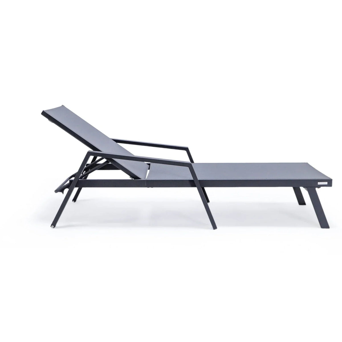 Marlin Modern Black Aluminum Outdoor Chaise Lounge Chair Set of 2 With Arms and Square Fire Pit Side Table for Patio - Elax Furniture