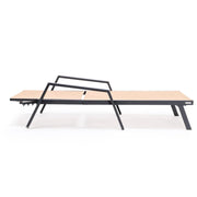 Marlin Modern Black Aluminum Outdoor Chaise Lounge Chair Set of 2 With Arms and Square Fire Pit Side Table for Patio - Elax Furniture