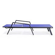 Marlin Modern Black Aluminum Outdoor Chaise Lounge Chair Set of 2 With Arms and Square Fire Pit Side Table for Patio - Elax Furniture