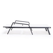 Marlin Modern Black Aluminum Outdoor Chaise Lounge Chair Set of 2 With Arms and Square Fire Pit Side Table for Patio - Elax Furniture