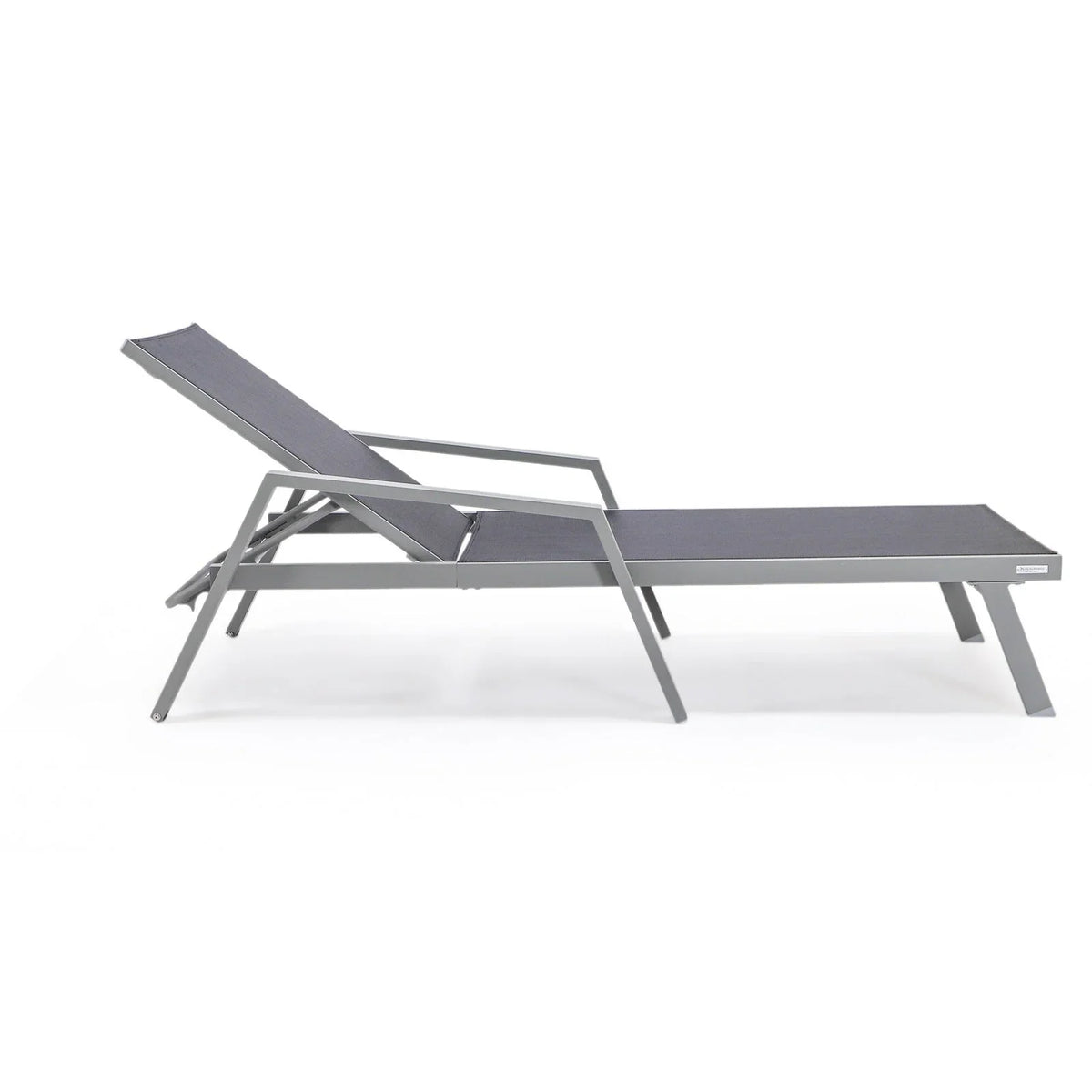 Marlin Patio Chaise Lounge Chair with Armrests in Grey Aluminum Frame, Set of 2 - Elax Furniture