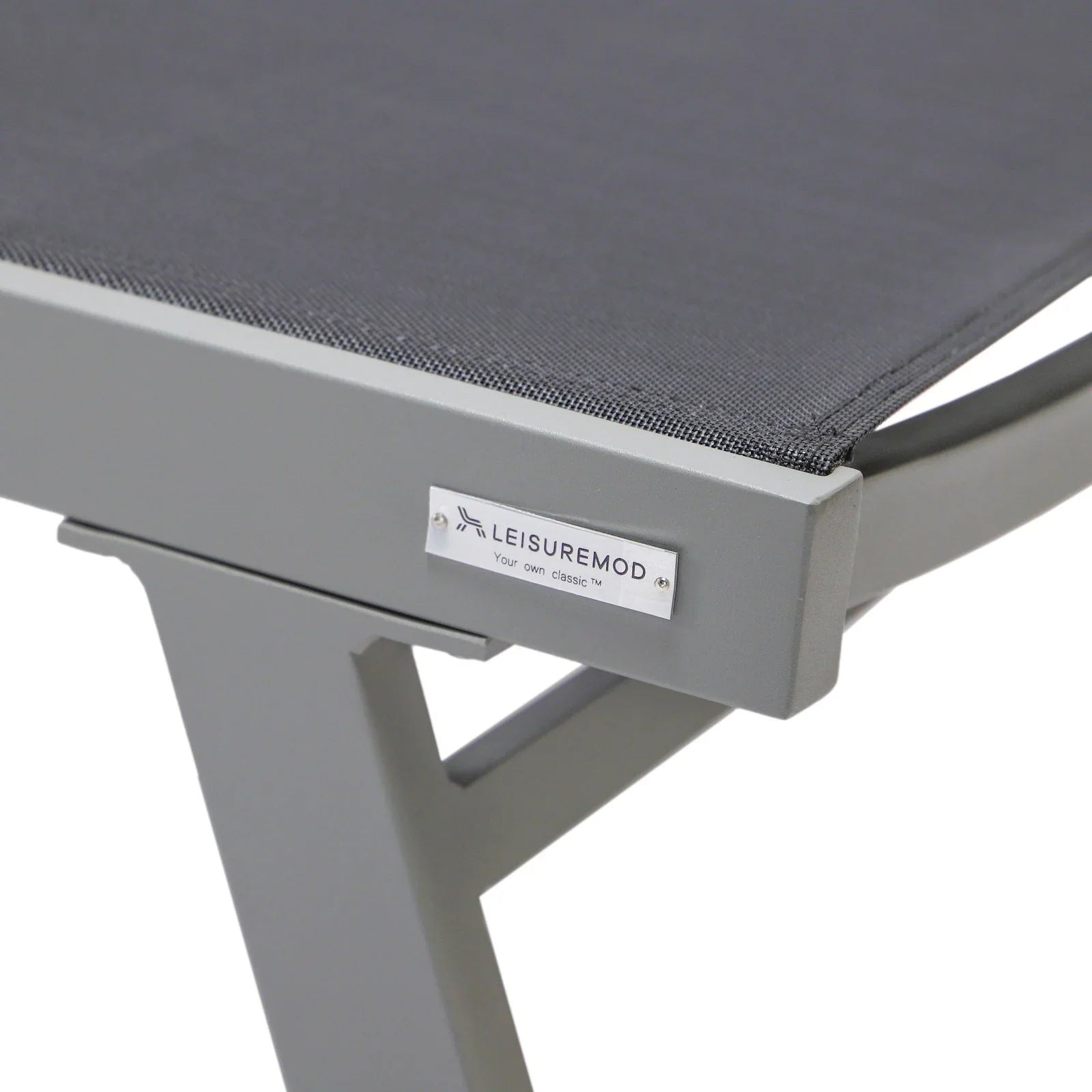 Marlin Patio Chaise Lounge Chair with Armrests in Grey Aluminum Frame, Set of 2 - Elax Furniture