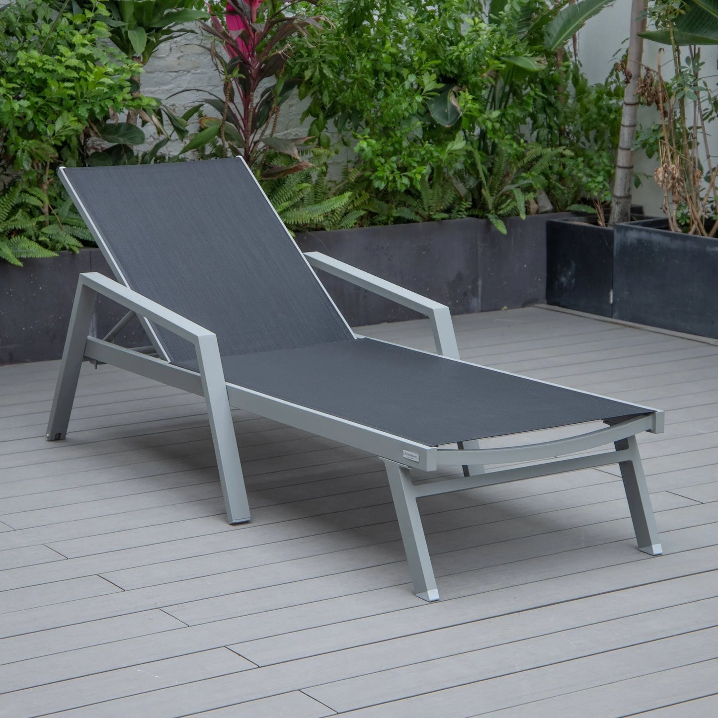 Marlin Aluminum Outdoor Chaise Lounge Chair with Sling Fabric Seat - Elax Furniture