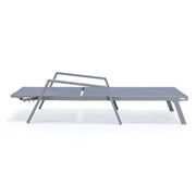 Marlin Patio Chaise Lounge Chair with Armrests in Grey Aluminum Frame, Set of 2 - Elax Furniture