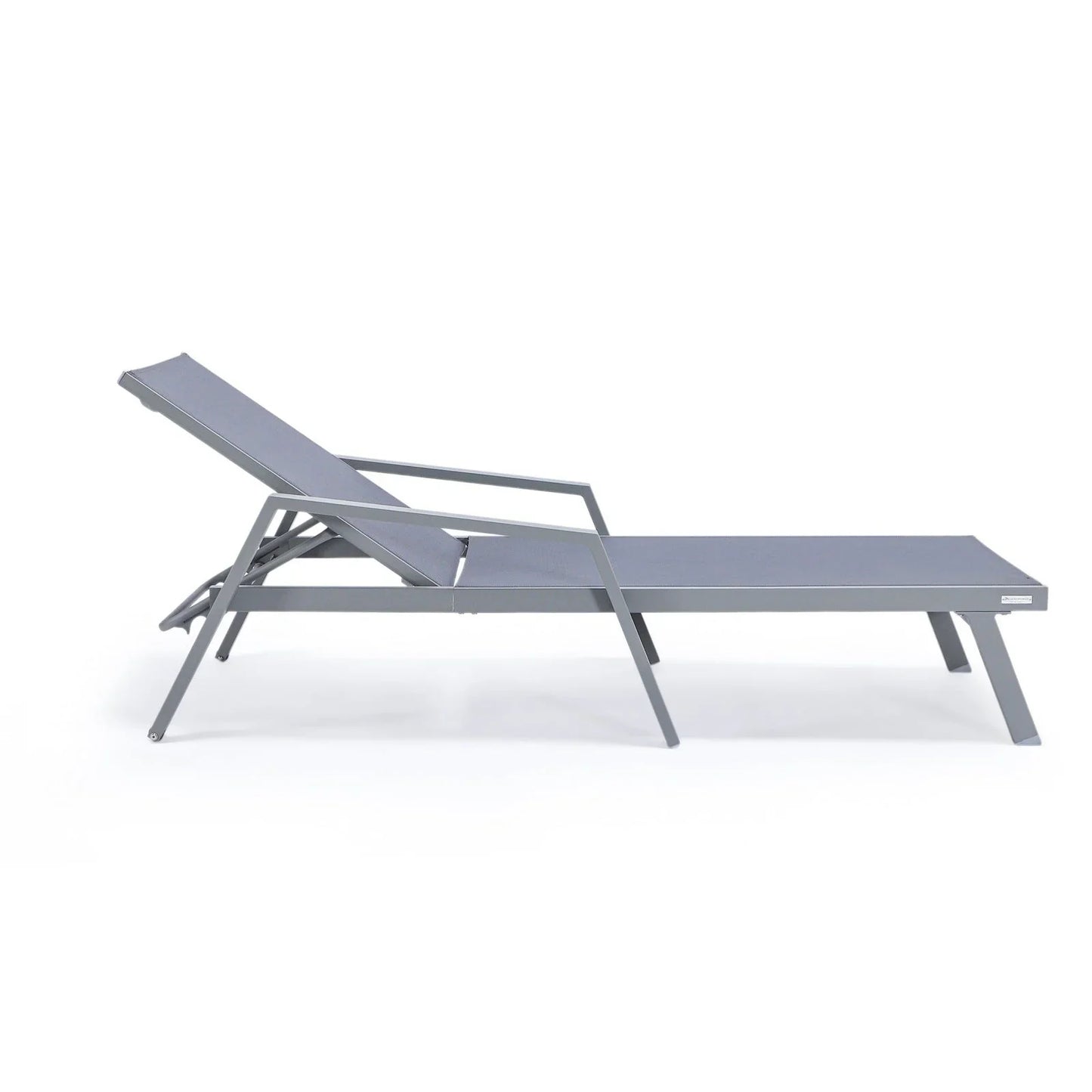 Marlin Patio Chaise Lounge Chair with Armrests in Grey Aluminum Frame, Set of 2 - Elax Furniture