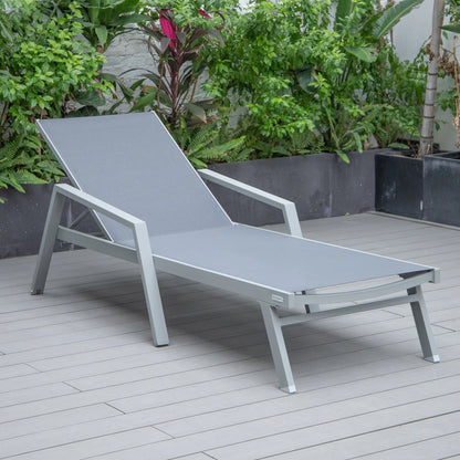 Marlin Aluminum Outdoor Chaise Lounge Chair with Sling Fabric Seat - Elax Furniture