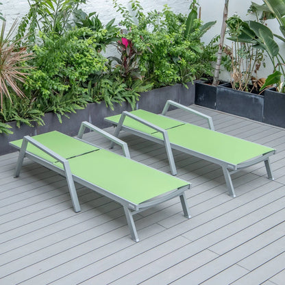 Marlin Patio Chaise Lounge Chair with Armrests in Grey Aluminum Frame, Set of 2 - Elax Furniture