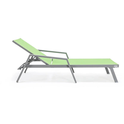 Marlin Patio Chaise Lounge Chair with Armrests in Grey Aluminum Frame, Set of 2 - Elax Furniture