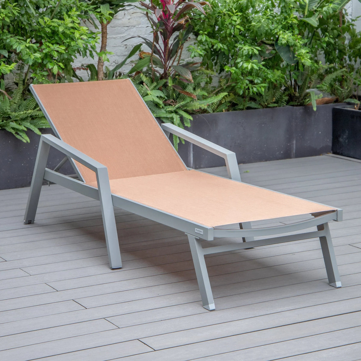 Marlin Aluminum Outdoor Chaise Lounge Chair with Sling Fabric Seat - Elax Furniture