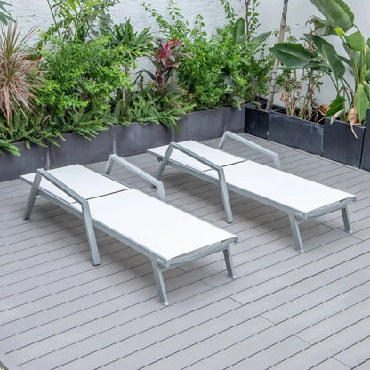 Marlin Patio Chaise Lounge Chair with Armrests in Grey Aluminum Frame, Set of 2 - Elax Furniture
