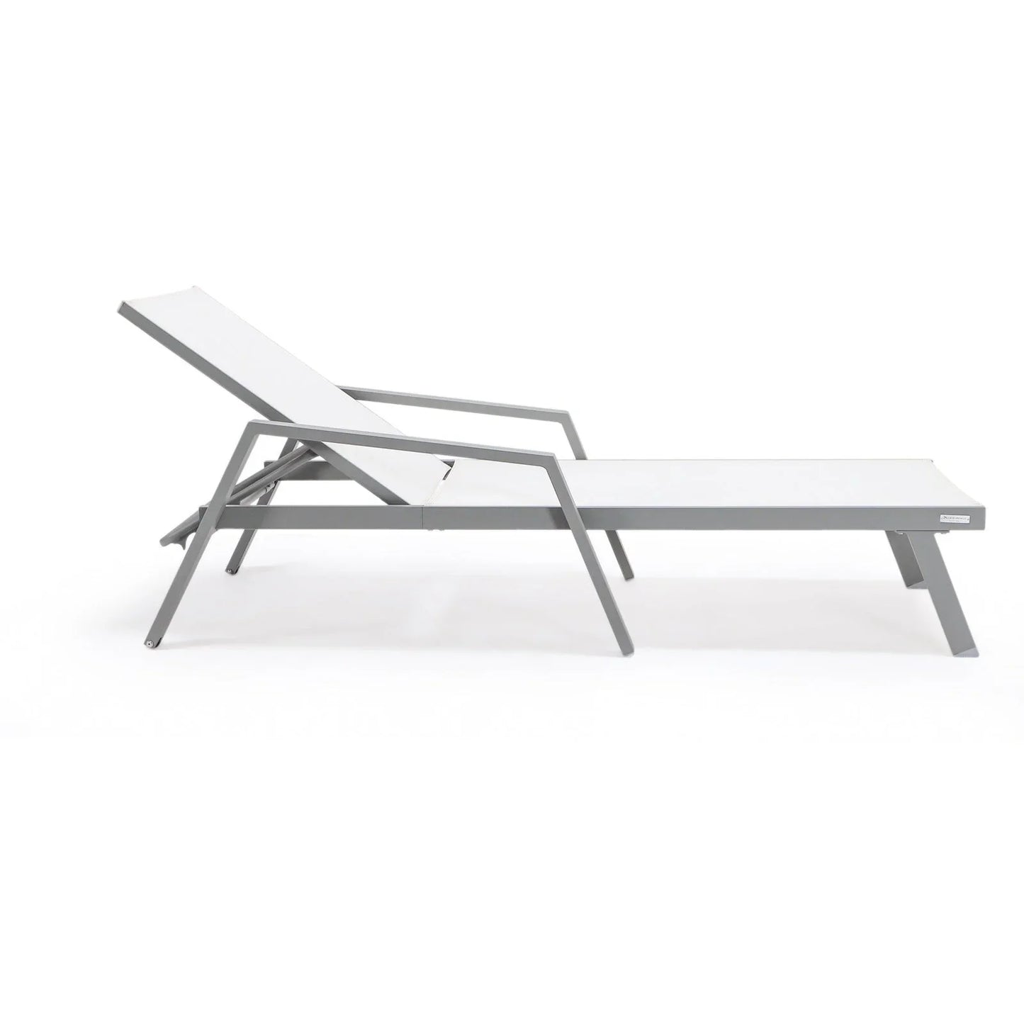 Marlin Patio Chaise Lounge Chair with Armrests in Grey Aluminum Frame, Set of 2 - Elax Furniture