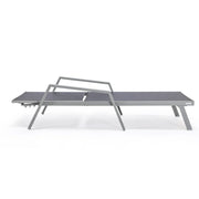 Marlin Modern White Aluminum Outdoor Chaise Lounge Chair Set of 2 With Arms And Square Fire Pit Side Table for Patio - Elax Furniture