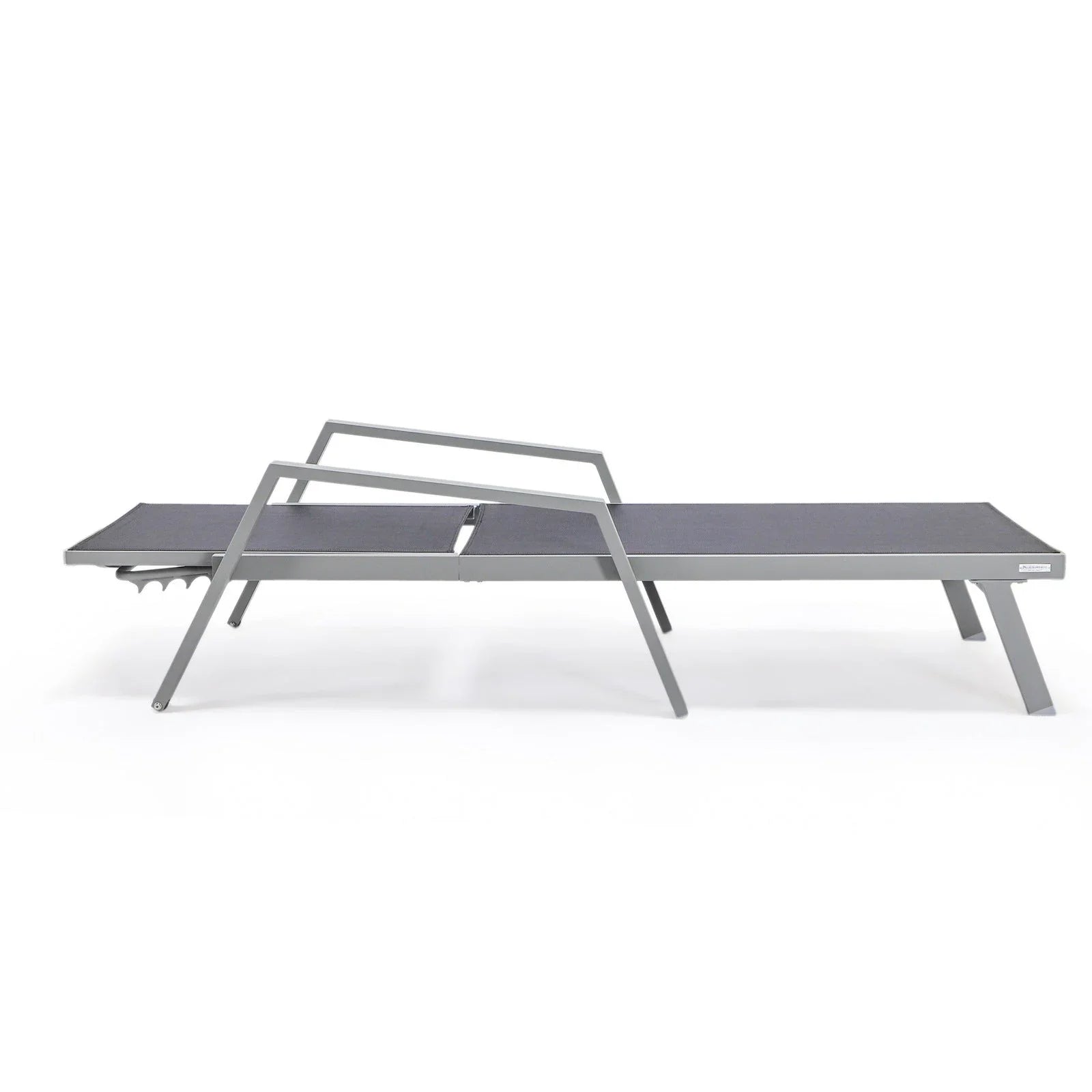 Marlin Modern Grey Aluminum Outdoor Chaise Lounge Chair Set of 2 With Arms and Square Fire Pit Side Table for Patio - Elax Furniture