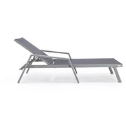Marlin Modern Grey Aluminum Outdoor Chaise Lounge Chair Set of 2 With Arms and Square Fire Pit Side Table for Patio - Elax Furniture