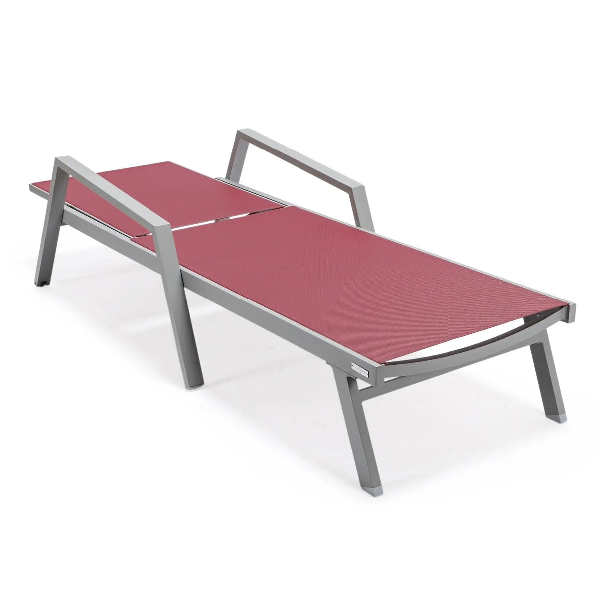 Marlin Modern Grey Aluminum Outdoor Chaise Lounge Chair Set of 2 With Arms and Square Fire Pit Side Table for Patio - Elax Furniture