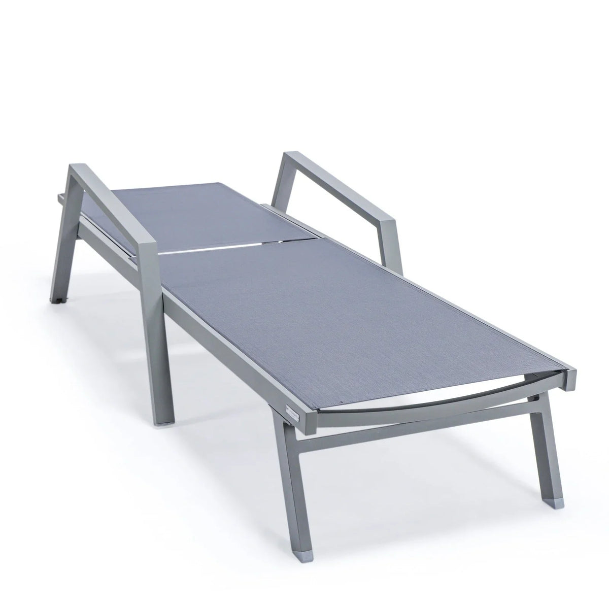 Marlin Modern Grey Aluminum Outdoor Chaise Lounge Chair Set of 2 With Arms and Square Fire Pit Side Table for Patio - Elax Furniture
