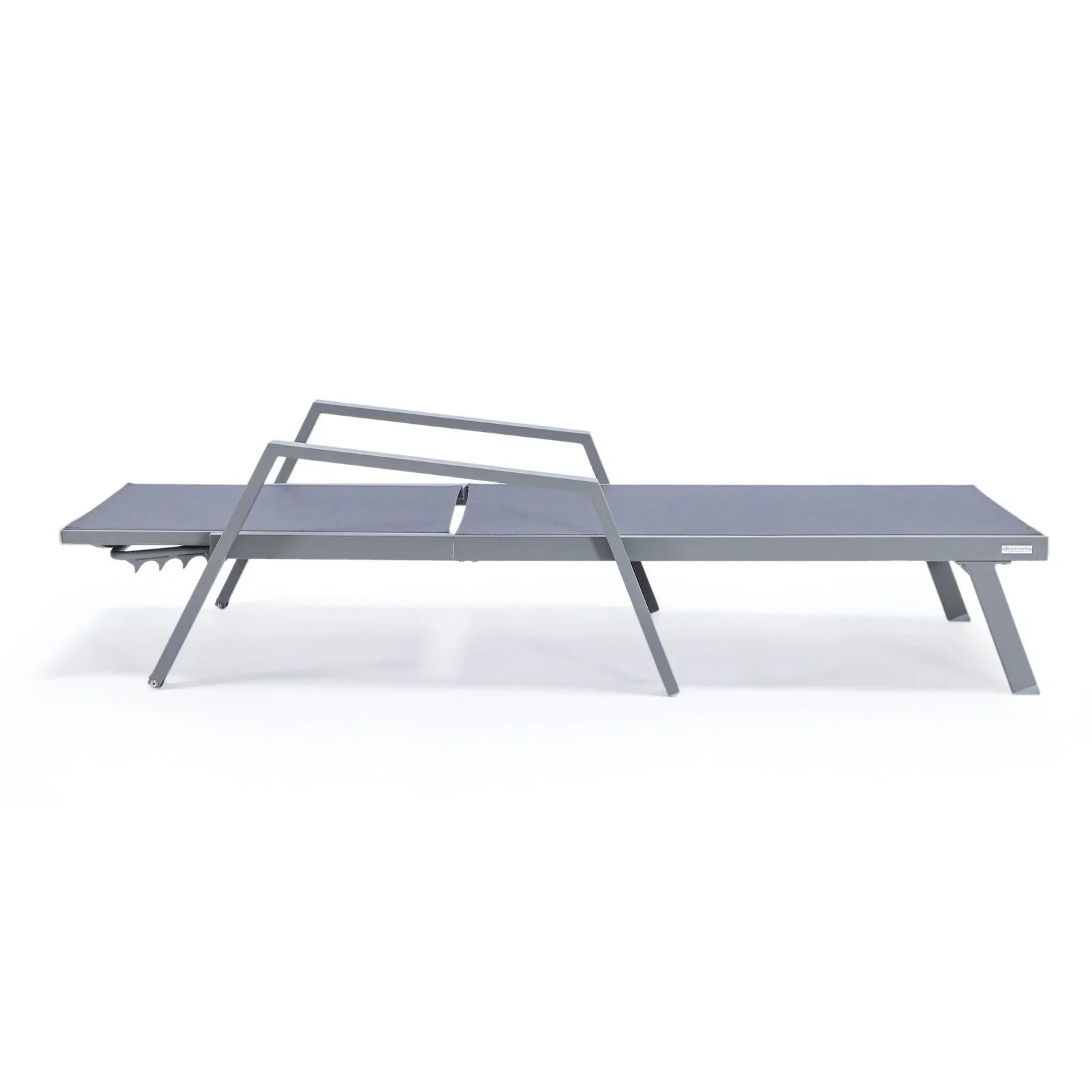 Marlin Modern Grey Aluminum Outdoor Chaise Lounge Chair Set of 2 With Arms and Square Fire Pit Side Table for Patio - Elax Furniture