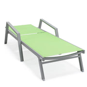 Marlin Modern Grey Aluminum Outdoor Chaise Lounge Chair Set of 2 With Arms and Square Fire Pit Side Table for Patio - Elax Furniture