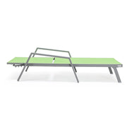 Marlin Modern Grey Aluminum Outdoor Chaise Lounge Chair Set of 2 With Arms and Square Fire Pit Side Table for Patio - Elax Furniture