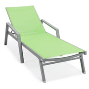 Marlin Aluminum Outdoor Chaise Lounge Chair with a Square Fire Pit Table - Elax Furniture