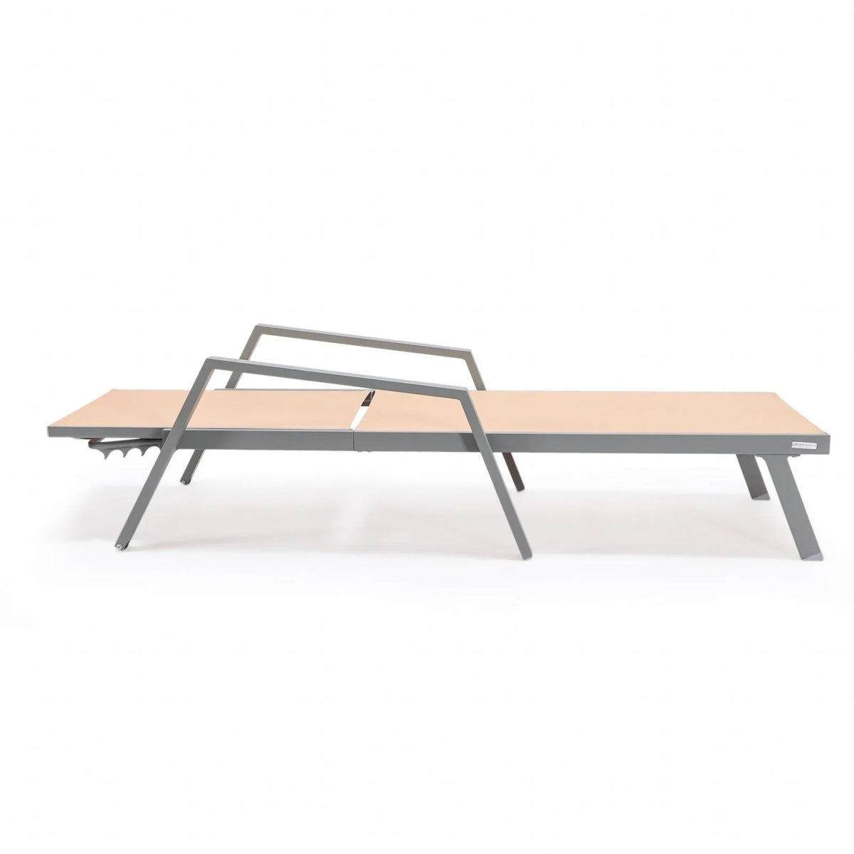 Marlin Modern Grey Aluminum Outdoor Chaise Lounge Chair Set of 2 With Arms and Square Fire Pit Side Table for Patio - Elax Furniture