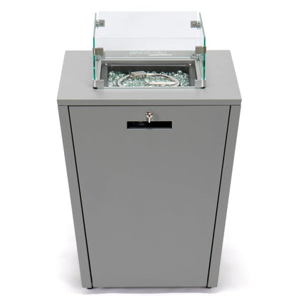 Marlin Modern Grey Aluminum Outdoor Chaise Lounge Chair Set of 2 With Arms and Square Fire Pit Side Table for Patio - Elax Furniture