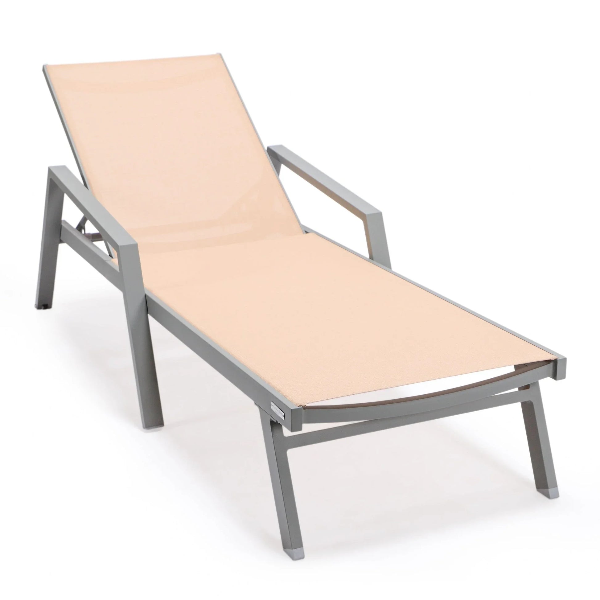Marlin Aluminum Outdoor Chaise Lounge Chair with a Square Fire Pit Table - Elax Furniture