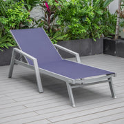 Marlin Modern Grey Aluminum Outdoor Chaise Lounge Chair Set of 2 With Arms and Square Fire Pit Side Table for Patio - Elax Furniture