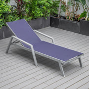 Marlin Modern Grey Aluminum Outdoor Chaise Lounge Chair Set of 2 With Arms and Square Fire Pit Side Table for Patio - Elax Furniture
