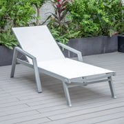 Marlin Modern Grey Aluminum Outdoor Chaise Lounge Chair Set of 2 With Arms and Square Fire Pit Side Table for Patio - Elax Furniture