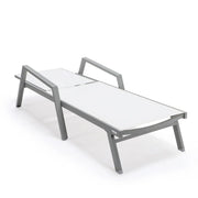 Marlin Modern Grey Aluminum Outdoor Chaise Lounge Chair Set of 2 With Arms and Square Fire Pit Side Table for Patio - Elax Furniture