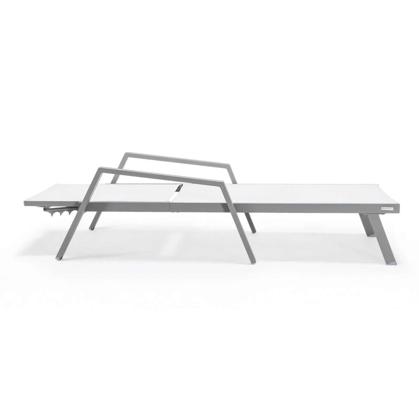 Marlin Modern Grey Aluminum Outdoor Chaise Lounge Chair Set of 2 With Arms and Square Fire Pit Side Table for Patio - Elax Furniture