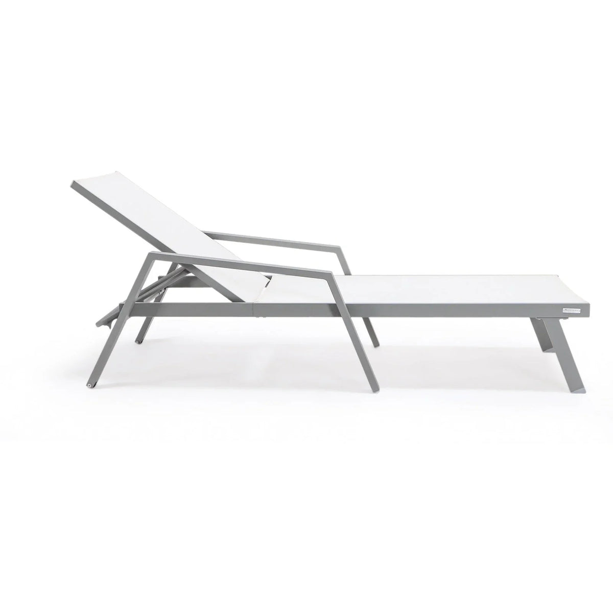 Marlin Modern Grey Aluminum Outdoor Chaise Lounge Chair Set of 2 With Arms and Square Fire Pit Side Table for Patio - Elax Furniture
