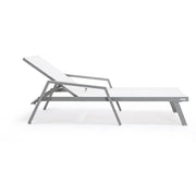 Marlin Modern Grey Aluminum Outdoor Chaise Lounge Chair Set of 2 With Arms and Square Fire Pit Side Table for Patio - Elax Furniture