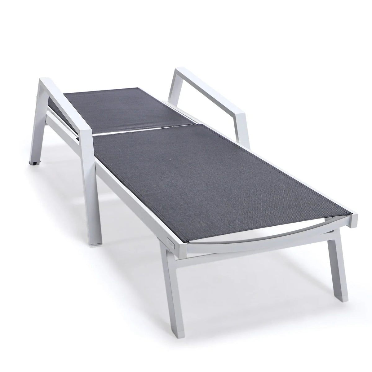 Marlin Patio Chaise Lounge Chair with Armrests in White Aluminum Frame, Set of 2 - Elax Furniture