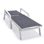 Marlin Patio Chaise Lounge Chair with Armrests in White Aluminum Frame, Set of 2 - Elax Furniture