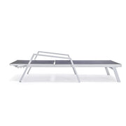 Marlin Patio Chaise Lounge Chair with Armrests in White Aluminum Frame, Set of 2 - Elax Furniture