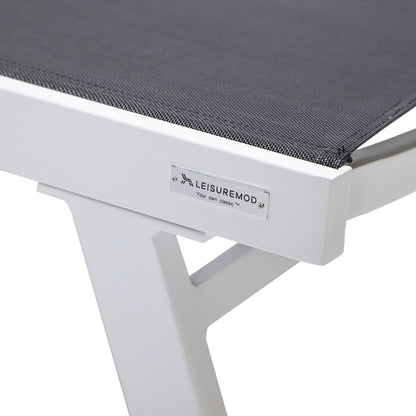 Marlin Patio Chaise Lounge Chair with Armrests in White Aluminum Frame, Set of 2 - Elax Furniture