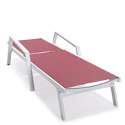 Marlin Patio Chaise Lounge Chair with Armrests in White Aluminum Frame, Set of 2 - Elax Furniture